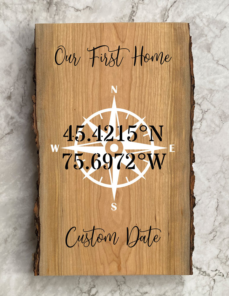 Coordinates 'Our First Home' Custom Wood Art