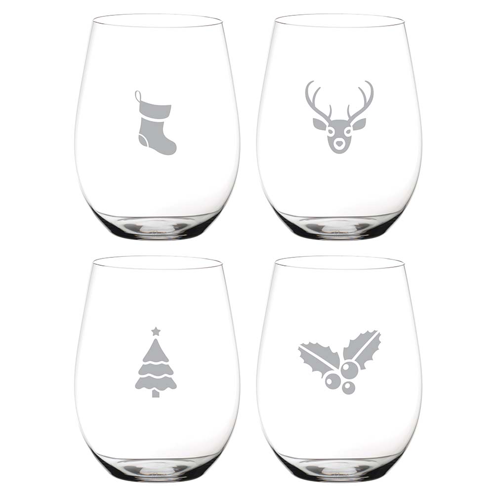 Christmas Icon Set of 4 Custom Riedel Wine Glass